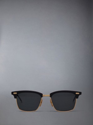 Thom Browne Acetate And Titanium Rectangular Sonnenbrille Herren Schwarz | UBC12H40251