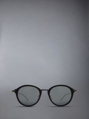 Thom Browne Acetate And Titanium Round Sonnenbrille Damen Schwarz | TJD78M51158