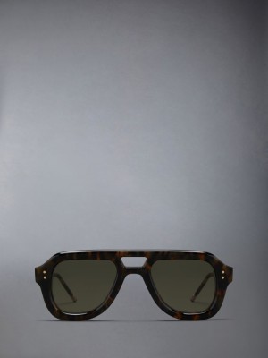 Thom Browne Acetate Aviator Sonnenbrille Damen Dunkelbraun | KLG84I32843