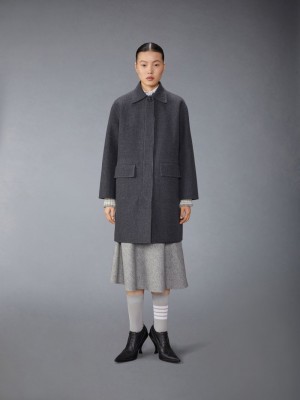 Thom Browne Bal Collar With Detachable Collar in Double Face Melton Solid Mäntel Damen Grau | XGF13H06440