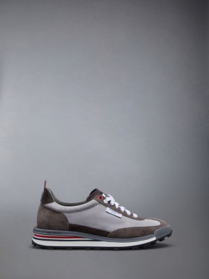Thom Browne Calf Suede Tech Runner Sneakers Damen Grau | HPI66M55706