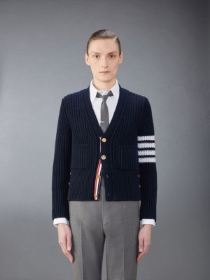Thom Browne Cashmere 4-Bar Classic Strickjacke Herren Blau | UNU68W64951