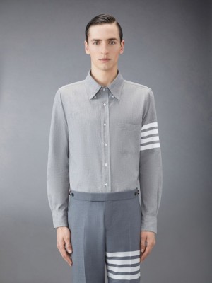 Thom Browne Chambray 4-Bar Hemd Herren Grau | GGZ47P20131