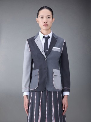 Thom Browne Classic Funmix Twill Sportcoat Mäntel Damen Grau | WTU26W24882