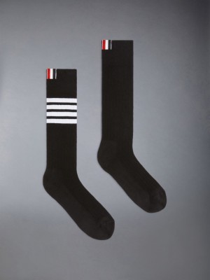 Thom Browne Cotton Athletic Mid-calf 4-Bar Socken Herren Schwarz | GHO02A60793