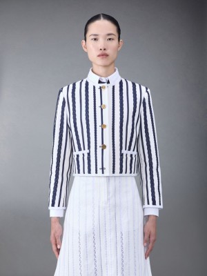 Thom Browne Cotton Twill Box Pleat Jacken Damen Beige | PNL16E44805
