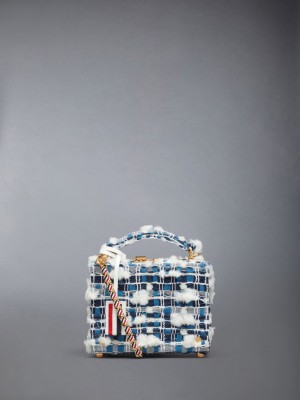 Thom Browne Denim Pouf Tweed Woven Chain Micro Attache Case Umhängetasche Herren Blau | NLB56U06834