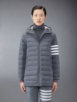 Thom Browne Downfilled Twill 4-Bar Ski Jacken Damen Grau | YKN78C04586