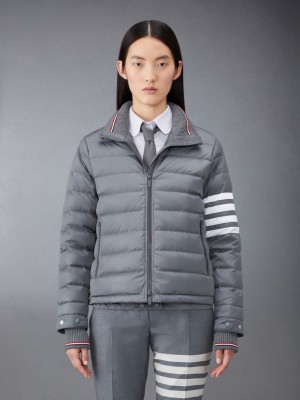Thom Browne Downfilled Twill 4-Bar Ski Jacken Damen Grau | HBM42J77469