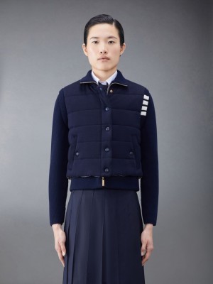 Thom Browne FINE MERINO AND JERSEY PADDED REVERSIBLE 4-BAR Weste Damen Blau | EJS95Q17399