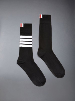 Thom Browne Lightweight Cotton 4-Bar Mid-calf Socken Herren Schwarz | ZZI99J50739