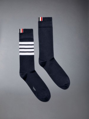 Thom Browne Lightweight Cotton 4-Bar Mid-calf Socken Damen Blau | ZKT89M86803