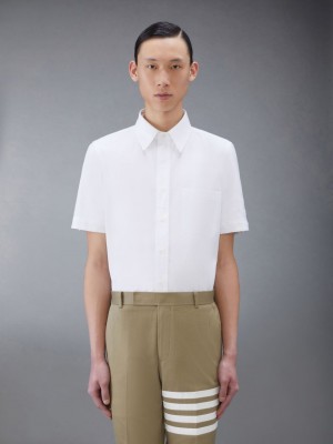 Thom Browne Oxford 4-Bar Short Sleeve Hemd Herren Weiß | HEI20A74190