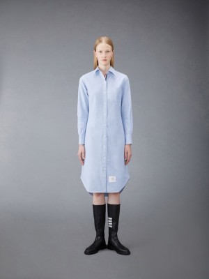 Thom Browne Oxford Stripe Shirt Kleid Damen Blau | VSC08M76800