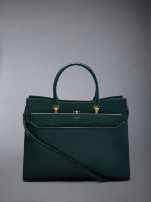 Thom Browne Pebble Grain Leather Large Duet Tragetaschen Herren Grün | ZCA15S90260