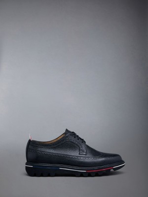 Thom Browne Pebble Grain Leather Tread Sole Longwing Brogue Schuhe Herren Schwarz | UTF76Q05095