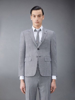 Thom Browne Prince Of Wales Heavy Wool Classic Sport Mäntel Herren Schwarz | AIW77F20860