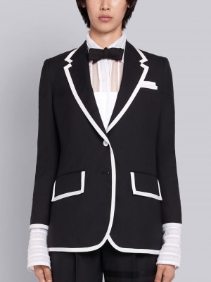 Thom Browne Super 120s Plain Weave Wide Lapel Jacken Damen Schwarz | IWE20T75893