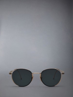 Thom Browne Titanium Round Sonnenbrille Herren Schwarz | RWY92B15839