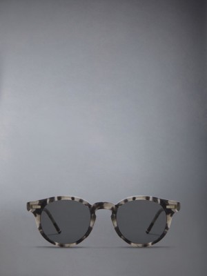 Thom Browne Tortoise Acetate Round Sonnenbrille Herren Grau | BTX73C43050