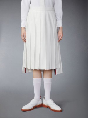 Thom Browne Typewriter Self Tipping Midi Pleated Röcke Damen Weiß | UDE17R90615