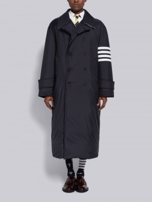 Thom Browne Ultra Light Nylon 4-Bar Down Filled Oversized Pea Mäntel Herren Blau | VJK25A22085