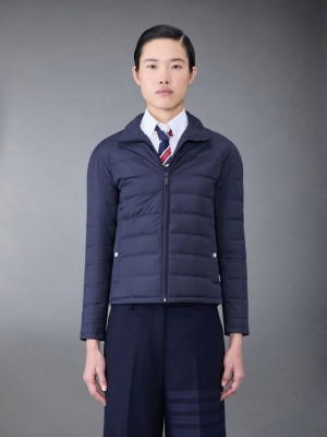 Thom Browne Ultralight Tech Down 4-Bar Packable Funnel Neck Jacken Damen Blau | ZGR95T37008