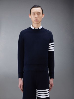 Thom Browne Waffle Raglan Sweatshirts Herren Blau | EPD88S86007