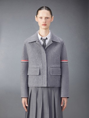 Thom Browne Wool Cashmere Armband Bell Sleeve Jacken Damen Grau | HGW90L63487