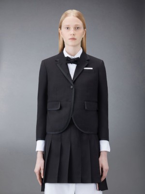 Thom Browne Wool Fresco Slim Fit Sport Mäntel Damen Schwarz | FHL45J25734