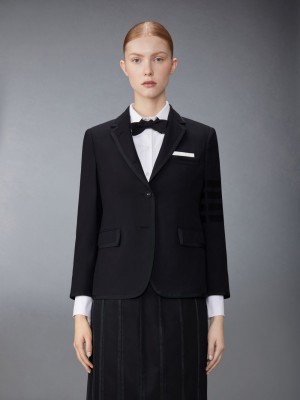 Thom Browne Wool Plain Weave Suiting Grosgrain Tipped Engineered 4-Bar Classic Jacken Damen Schwarz | ZWL95B54056