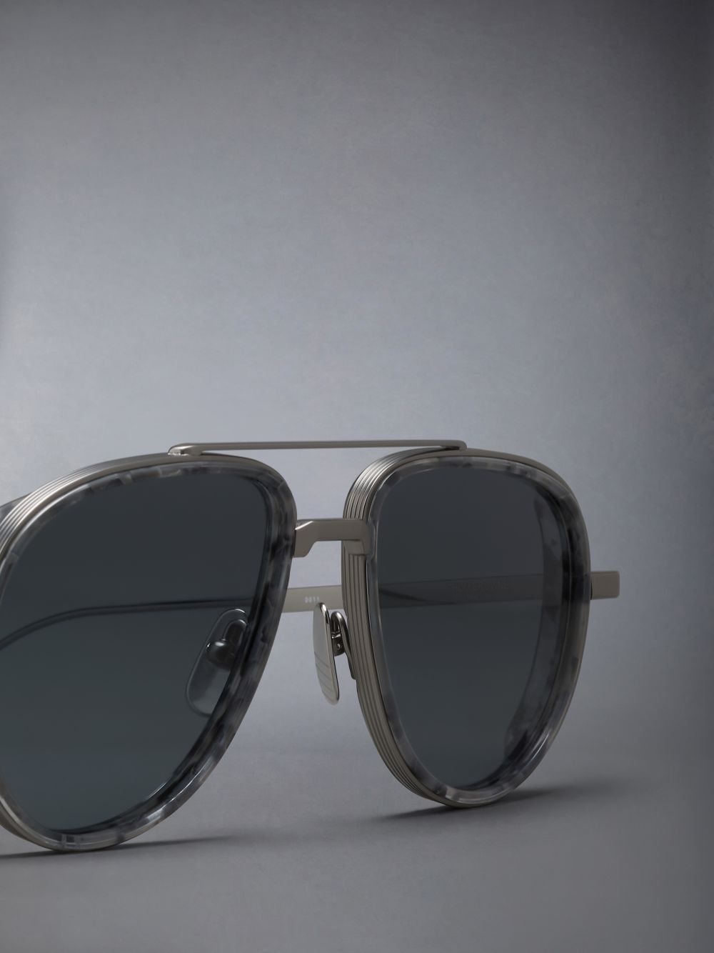Thom Browne Acetate And Titanium Aviator Sonnenbrille Damen Grau | QOV75L85216