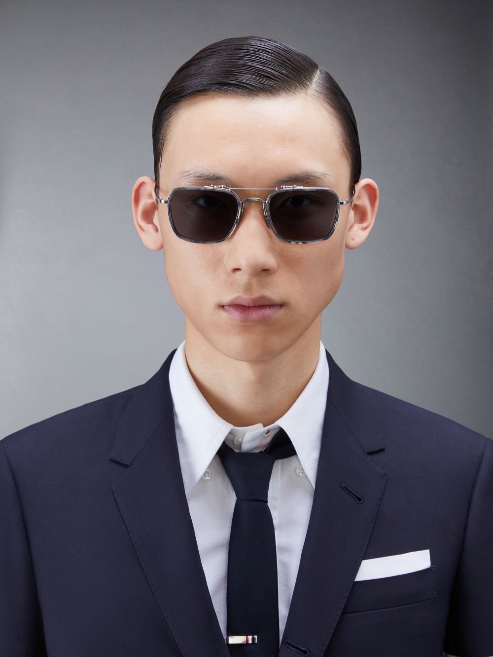 Thom Browne Acetate And Titanium Rectangular Aviator Sonnenbrille Damen Grau | QIH28R97470