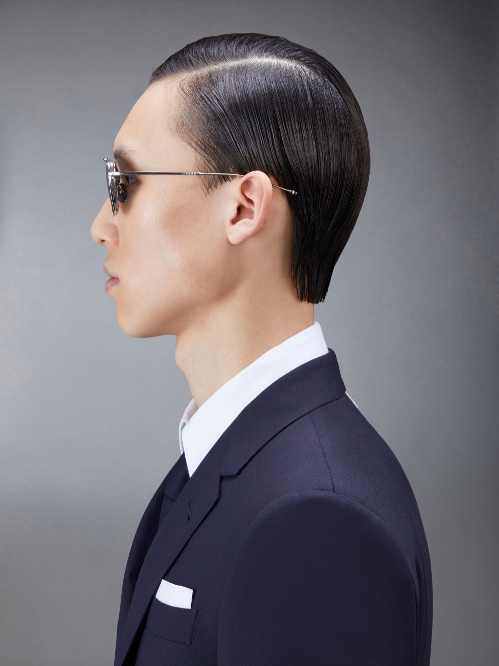 Thom Browne Acetate And Titanium Rectangular Aviator Sonnenbrille Damen Grau | QIH28R97470