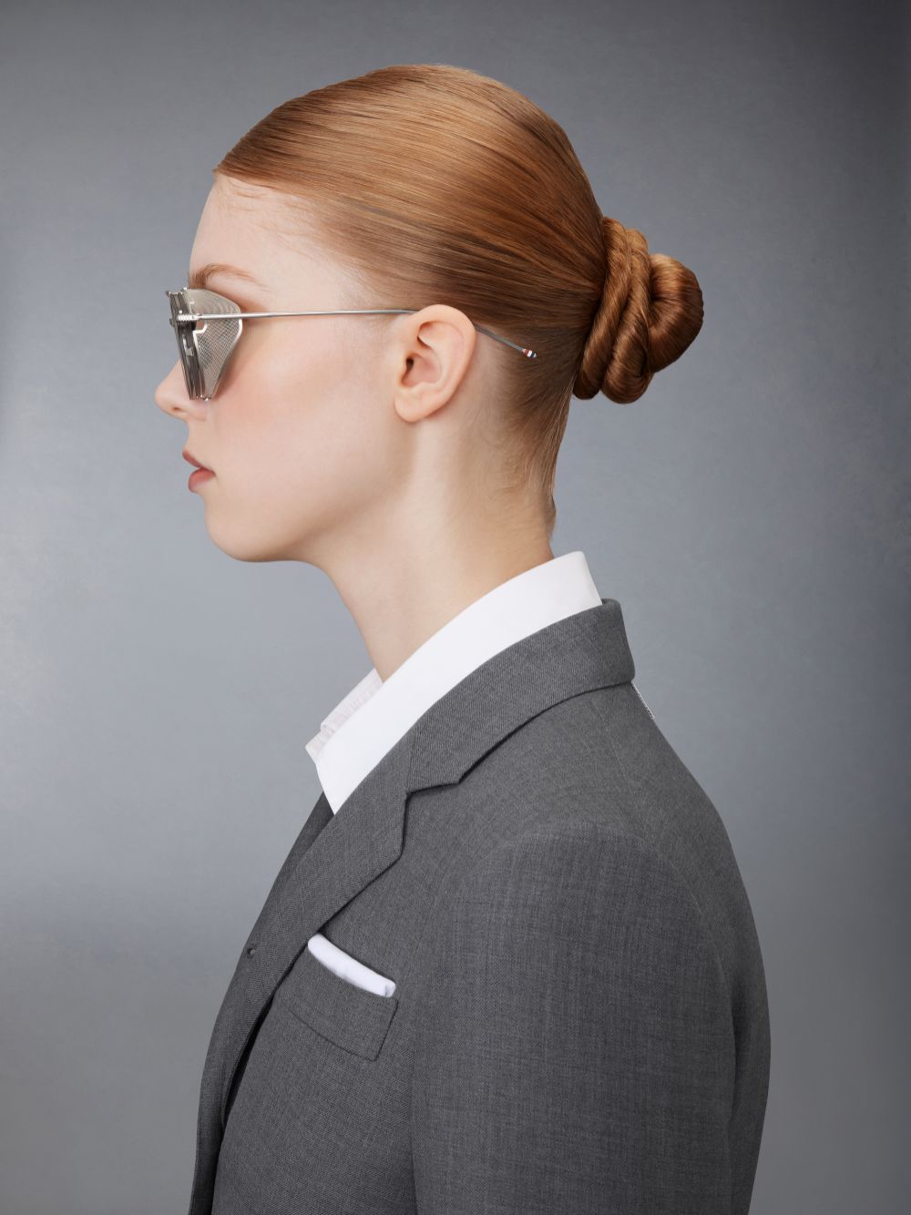 Thom Browne Acetate And Titanium Round W/ Side Shields Sonnenbrille Damen Grau | VTD49R88077