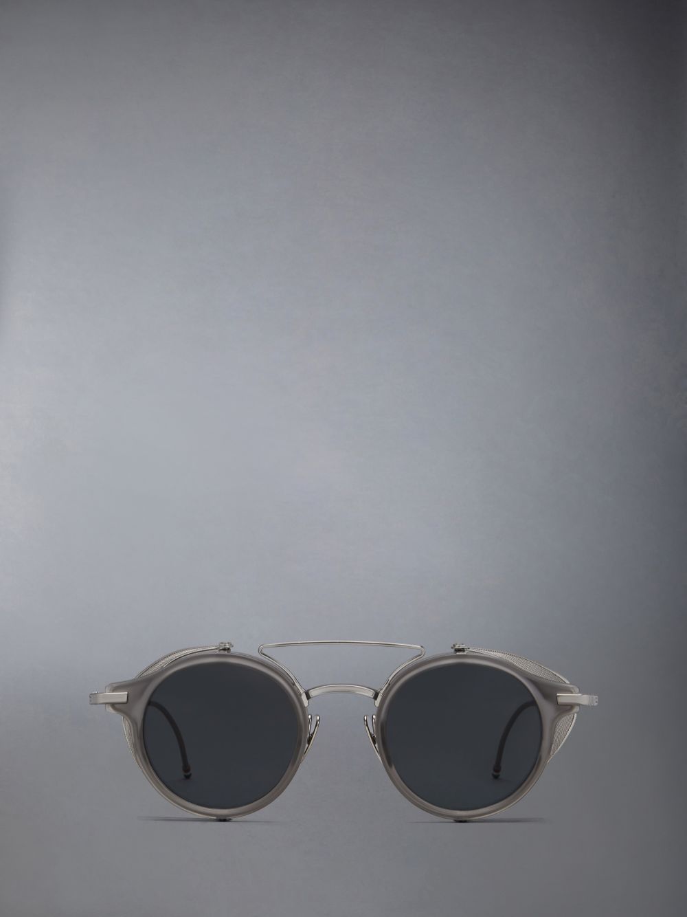 Thom Browne Acetate And Titanium Round W/ Side Shields Sonnenbrille Damen Grau | VTD49R88077