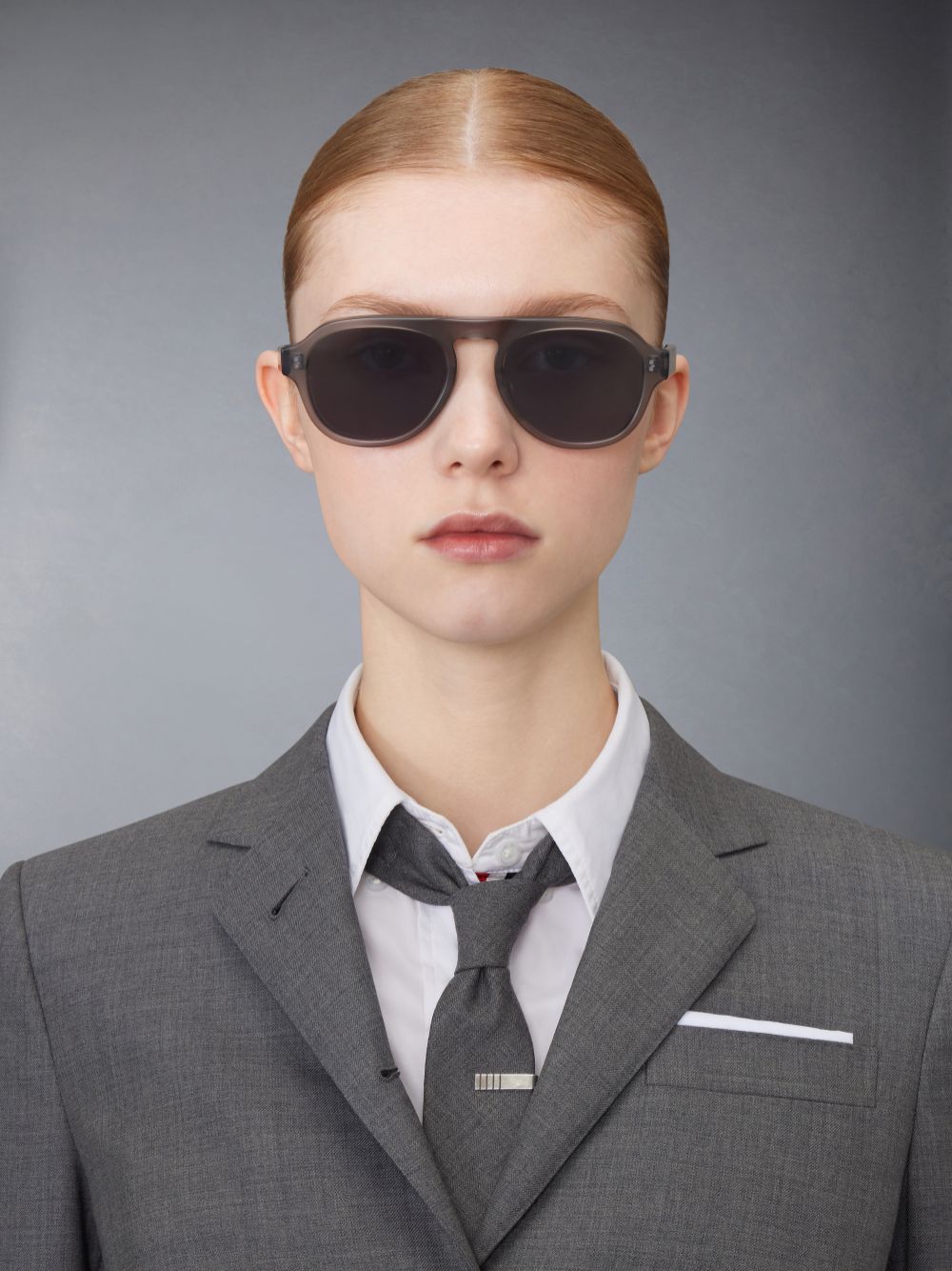 Thom Browne Acetate Oval Sonnenbrille Herren Grau | MJK76G92624