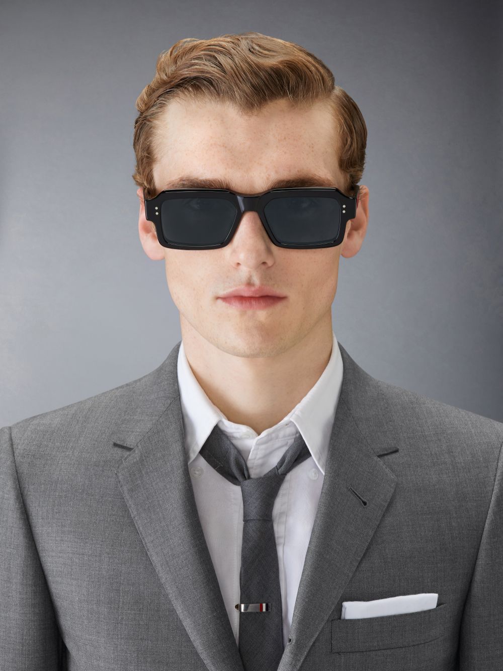 Thom Browne Acetate Rectangular Sonnenbrille Damen Schwarz | XMH04B53194