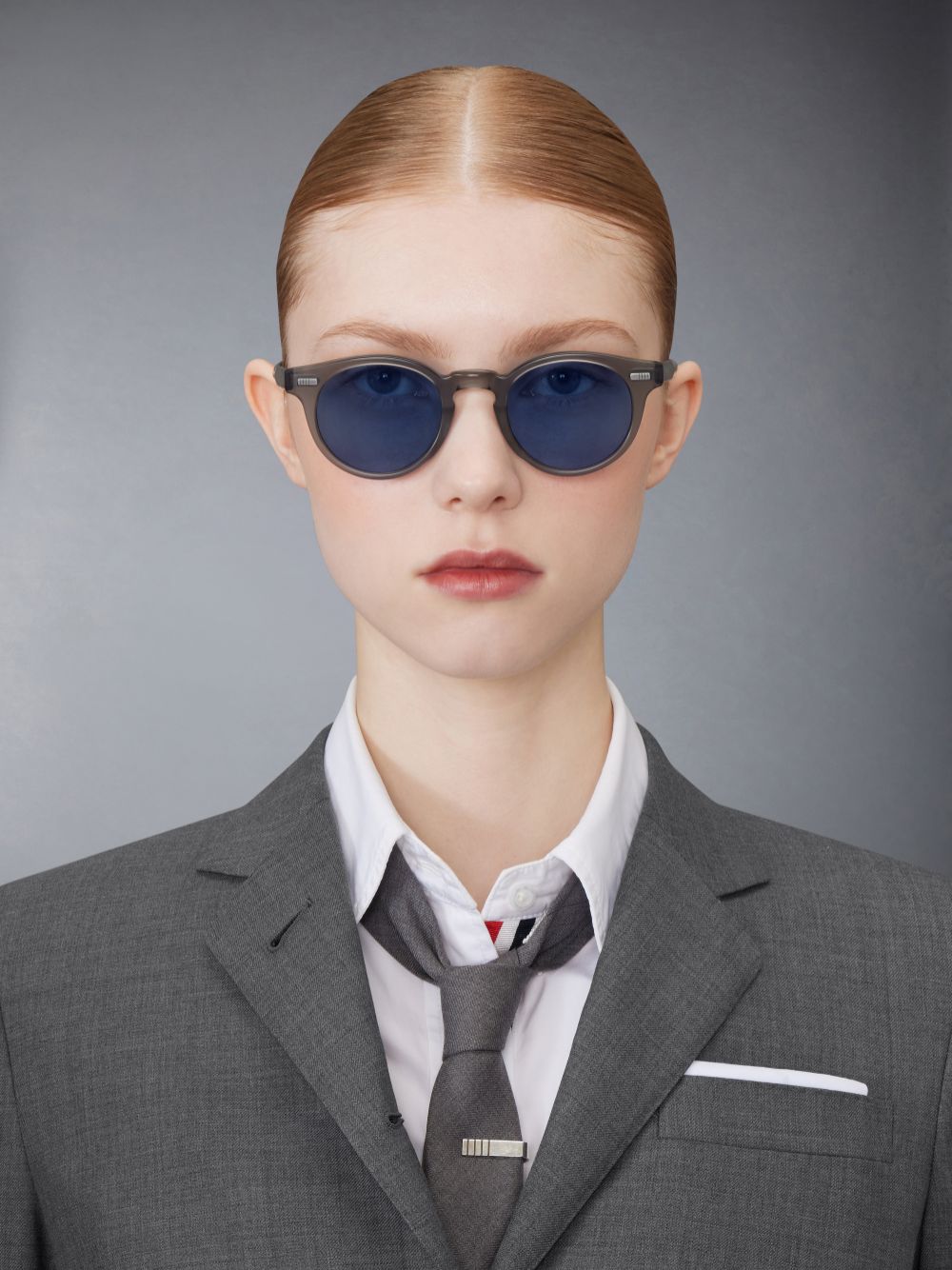 Thom Browne Acetate Round Sonnenbrille Damen Grau | IJO15D67369