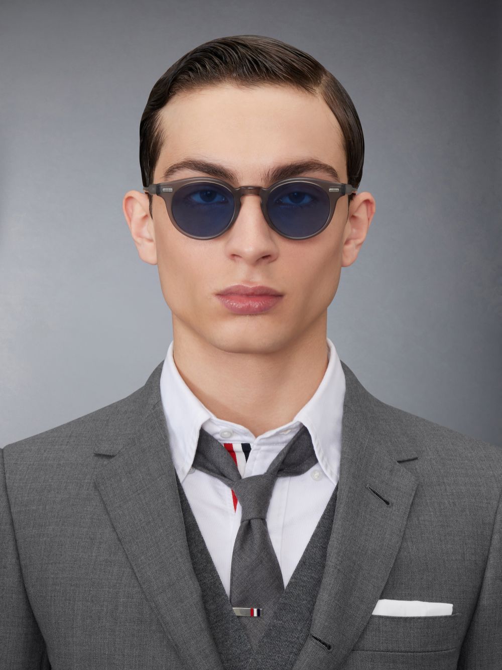 Thom Browne Acetate Round Sonnenbrille Damen Grau | IJO15D67369
