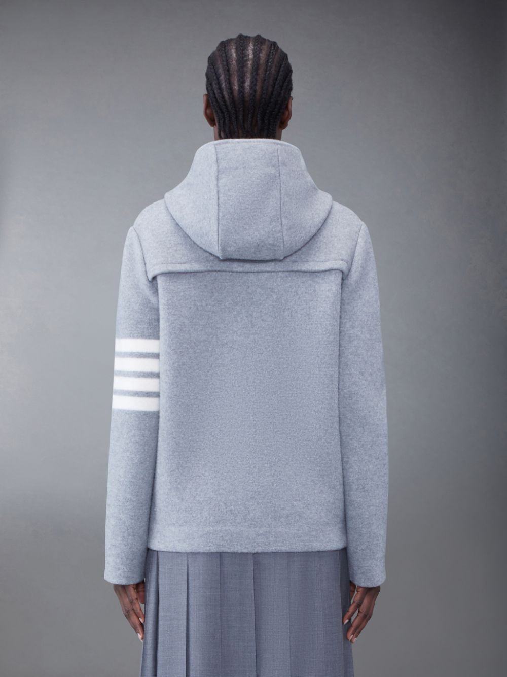 Thom Browne Boiled Wool 4-Bar Hooded Duffle Jacken Damen Grau | QNW51T64781