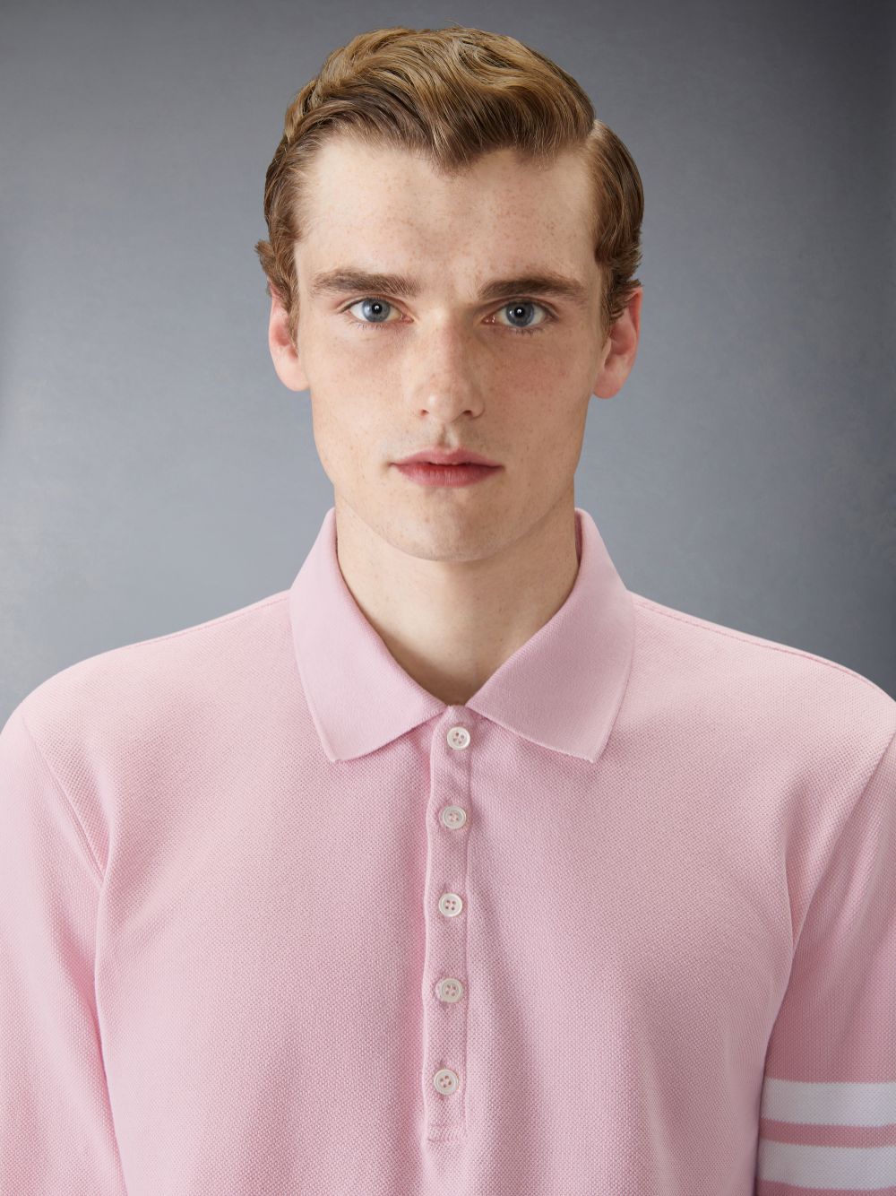 Thom Browne CLASSIC PIQUE 4-BAR Poloshirt Herren Rosa | FAN97F07773