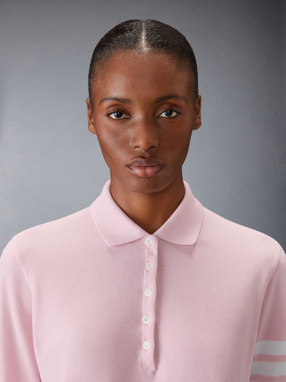 Thom Browne CLASSIC PIQUE 4-BAR Poloshirt Damen Rosa | KCX77X99210