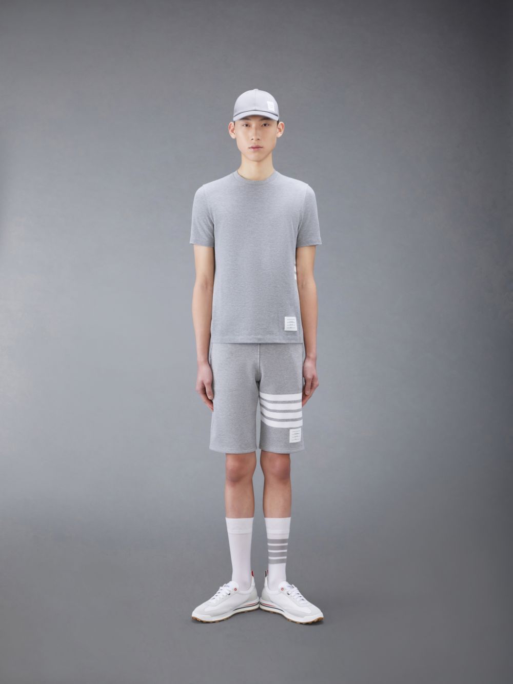 Thom Browne CLASSIC PIQUE 4-BAR T-shirts Herren Grau | RWD63V95477