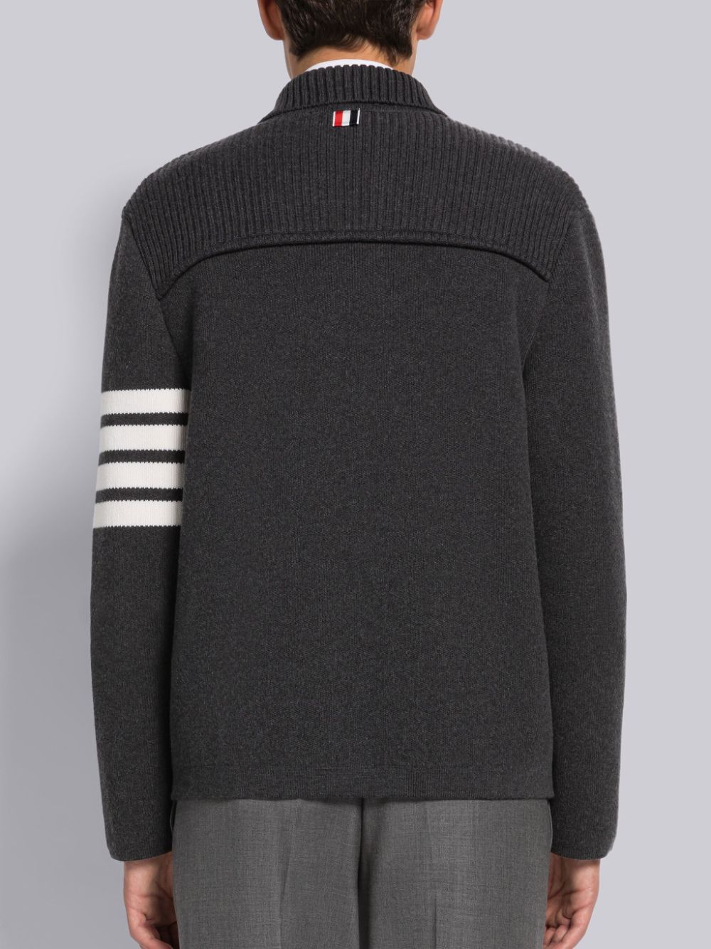 Thom Browne COTTON CASHMERE INTERLOCK 4-BAR POLO COLLAR Jacken Herren Grau | XNO48B00333