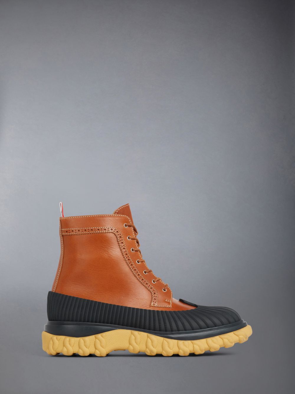 Thom Browne Camel Calf Leather Rubber Sole Longwing Duck Stiefel Herren Braun | KTW74F22071