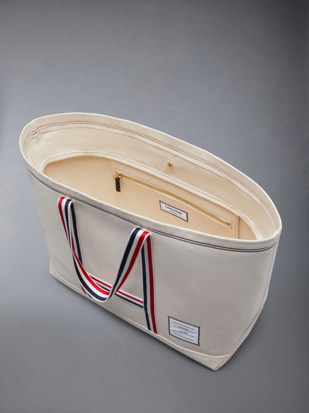 Thom Browne Canvas Stripe Medium Tool Tragetaschen Damen Weiß | SQP51X27243