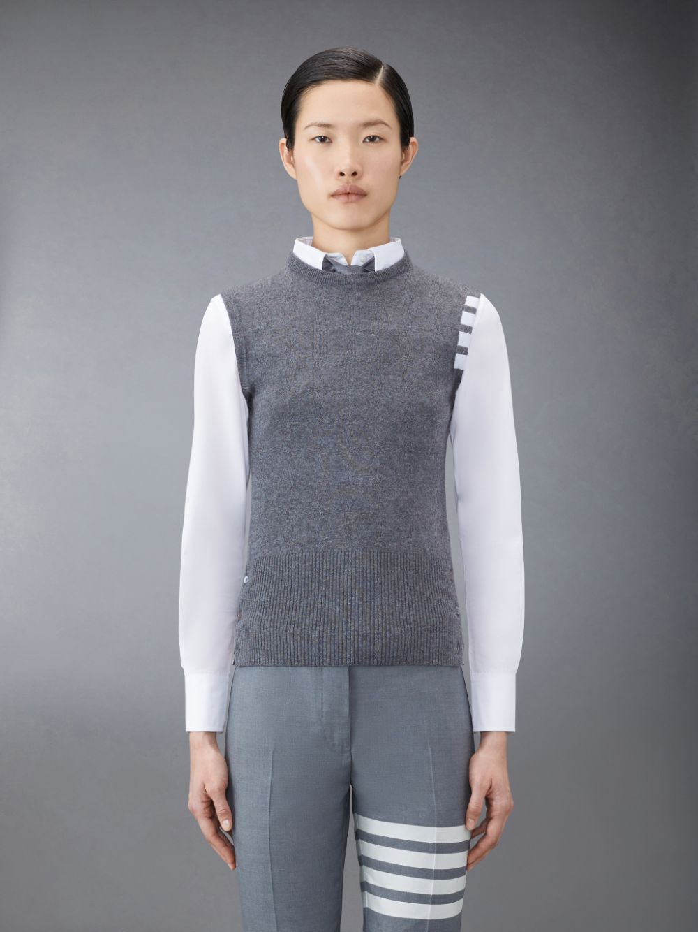 Thom Browne Cashmere 4-Bar Classic Shell Top Weste Damen Grau | VVG91Z12662