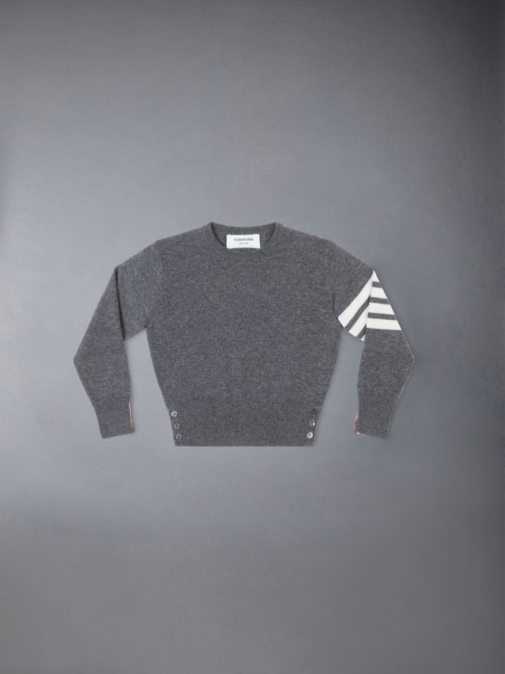 Thom Browne Cashmere 4-Bar Crewneck Pullover Mädchen Grau | WAN01I89335
