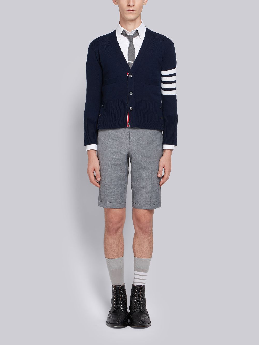 Thom Browne Cashmere 4-bar Short V-neck Strickjacke Herren Navy | CKD97H28829